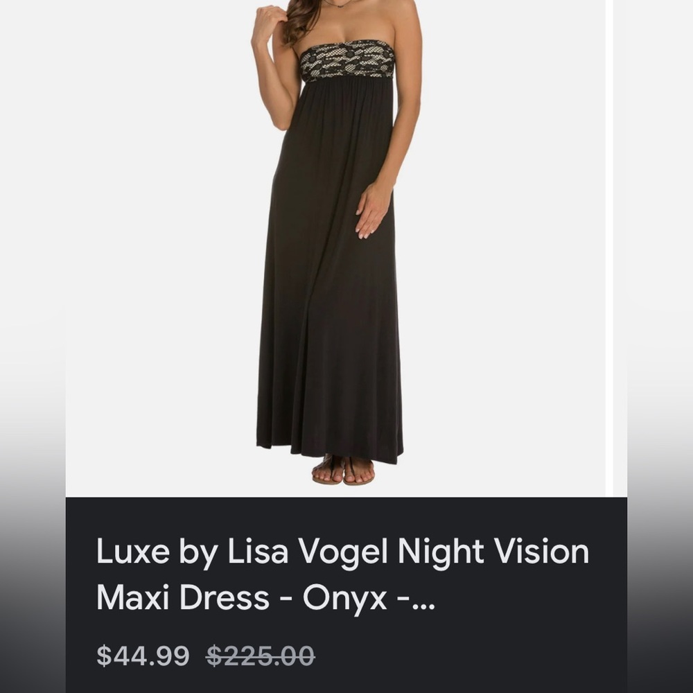 LUXE by Lisa Vogel night vision maxi dress in onyx. Size medium